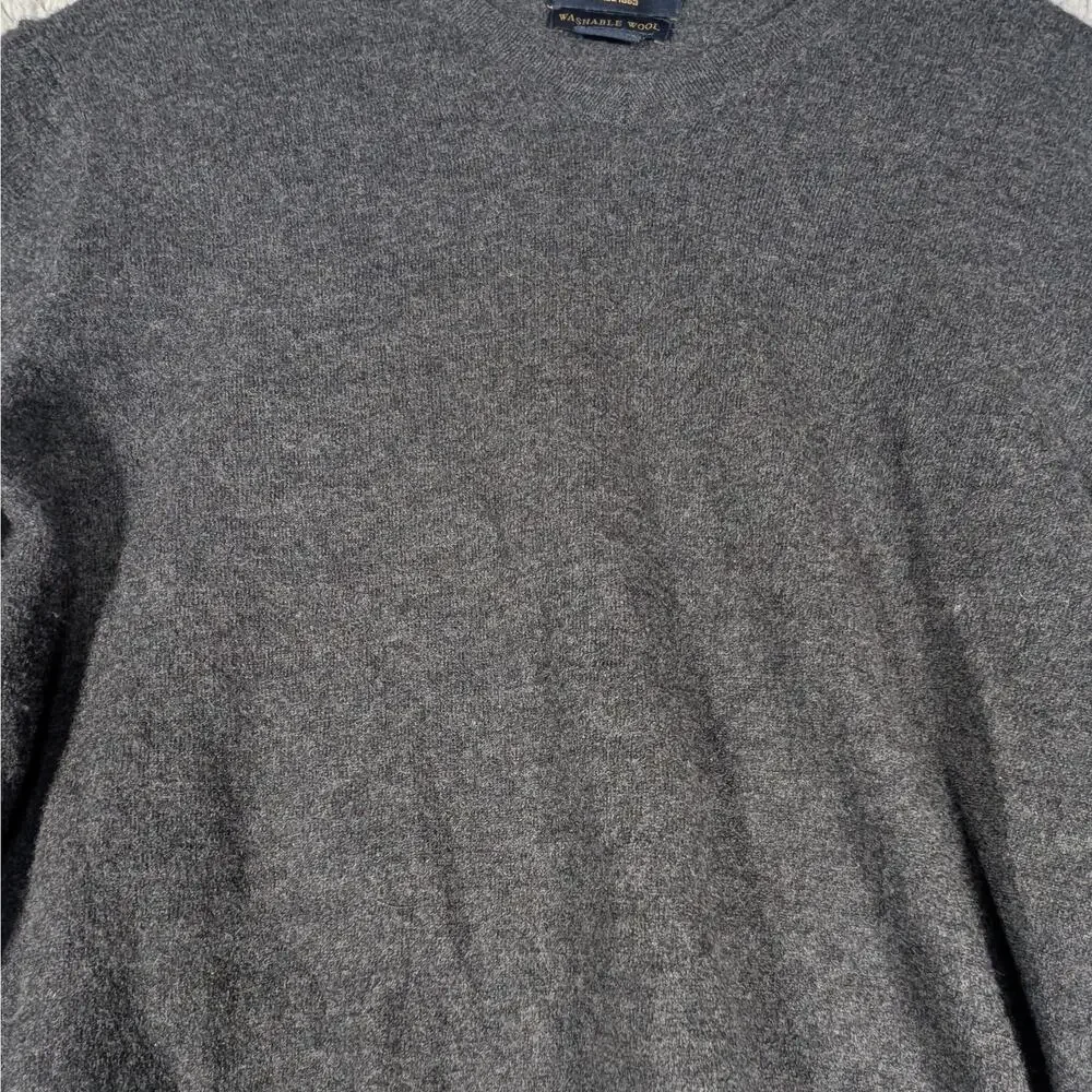 Pendleton Sweater Mens Large Gray Washable Wool Merino V Neck Pullover Classic